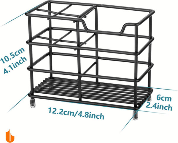 304 Stainless Steel Bathroom Toothbrush Holder Toothpaste Holder Stand Bathroom Accessories Organizer, Black - Image 2