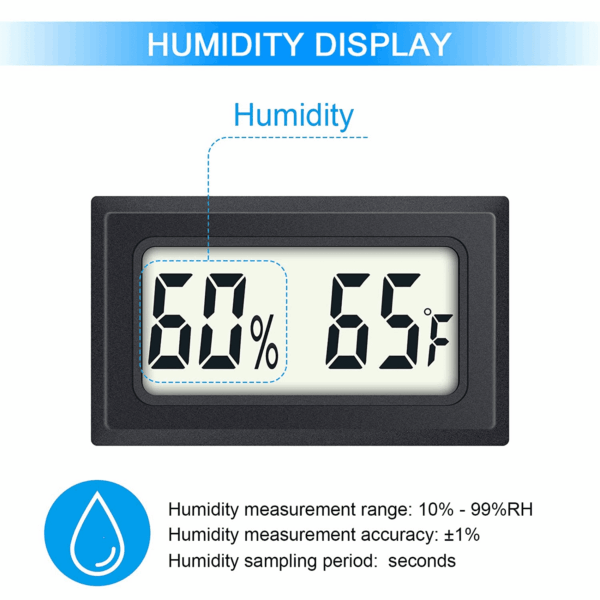 Reptile Thermometer 4-Pack Mini Digital Humidity Temperature Meters Gauge Indoor Hygrometer Thermometer  Wiht ℉ for Humidors Greenhouse Garden Cellar Closet Guitar Case - Image 4
