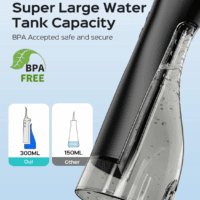 Cordless Water Flosser & Dental Pick for Teeth, Braces, Gums Care - Advanced 10 Pressure Settings for Multiple Users, Rechargeable, Portable for Travel, Bpa-Free, Black, E40(WFP14) - Image 7