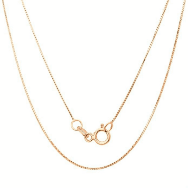 10K SOLID Yellow or White or Rose/Pink Gold 0.45Mm Shiny Classic Box Necklace Chain for Pendant and Charms with Spring Ring Clasp Womens Jewelry (16", 18" or 20 Inch)