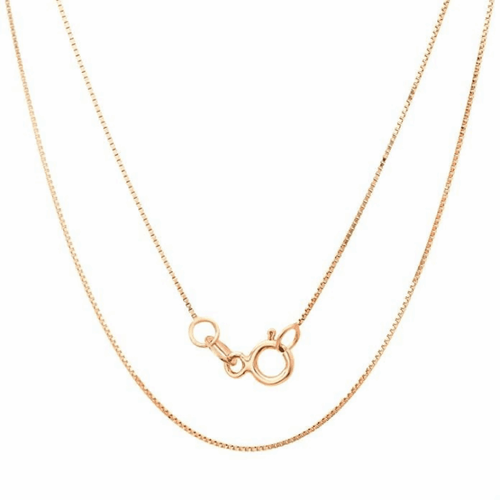 10K SOLID Yellow or White or Rose/Pink Gold 0.45Mm Shiny Classic Box Necklace Chain for Pendant and Charms with Spring Ring Clasp Womens Jewelry (16", 18" or 20 Inch)