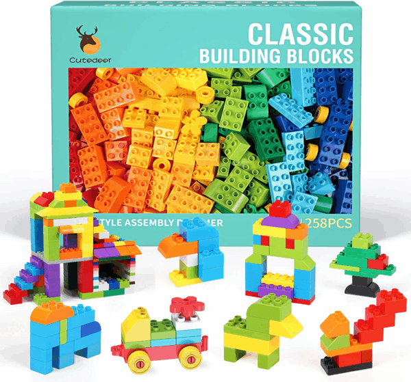 258 Piece Classic Big Building Blocks Set for Kids Toddlers Compatible with All Major Brands, Large Building Bricks STEM Toys with Gift Box for All Ages Boys Girls