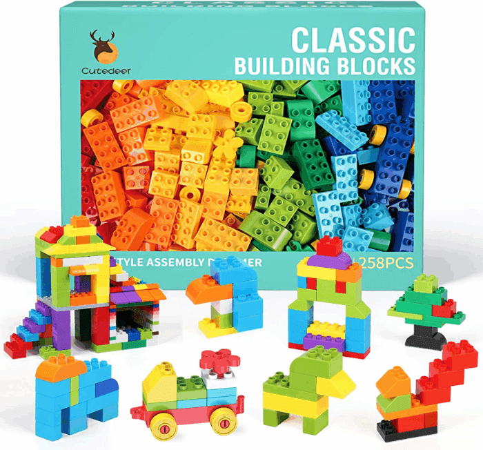 258 Piece Classic Big Building Blocks Set for Kids Toddlers Compatible with All Major Brands, Large Building Bricks STEM Toys with Gift Box for All Ages Boys Girls