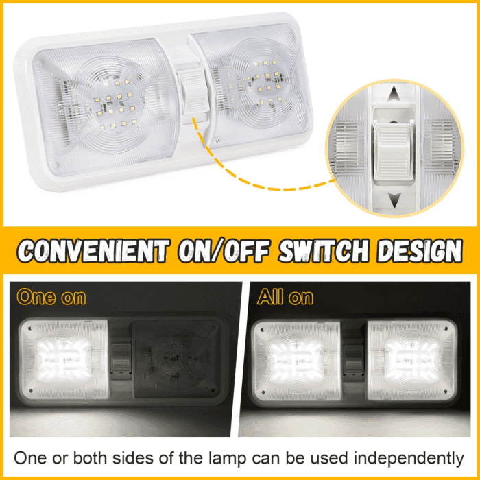 5PCS RV Ceiling Double Dome Lights 12V Ceiling Fixture RV Interior Led Ceiling Light Boat Camper Trailer Natural White 4000-4500K - Image 3