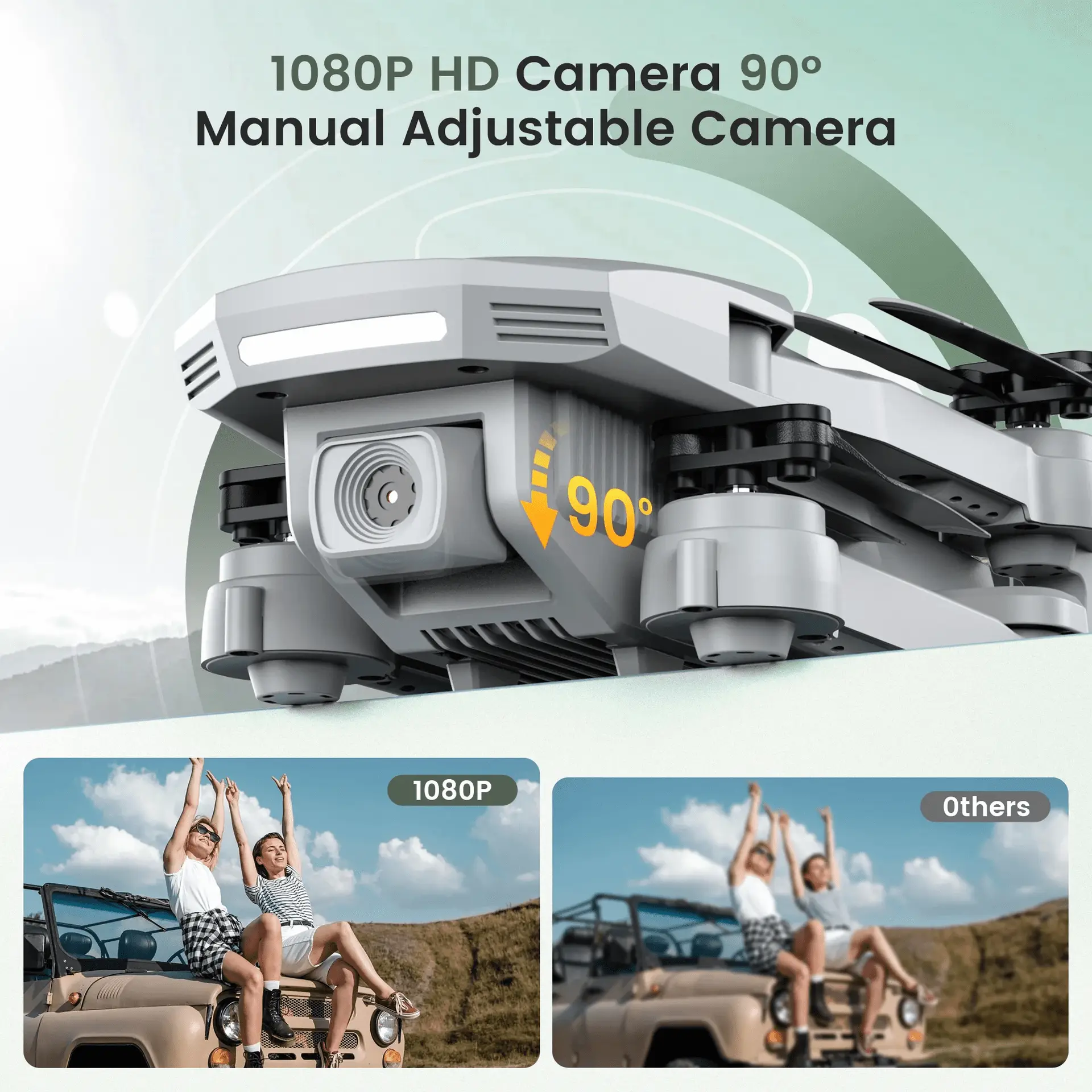 HS130 Drone with 1080P HD Camera for Adults and Kids, Altitude Hold, 2 Batteries, Gray - Image 4