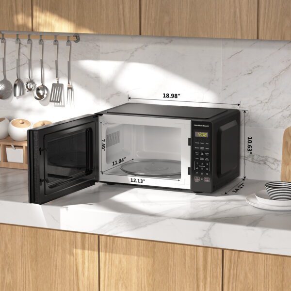 0.9 Cu Ft Countertop Microwave Oven, 900 Watts, Black Stainless Steel, New - Image 7