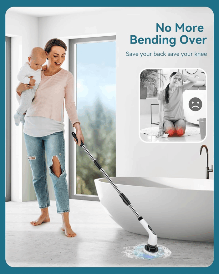 Electric Spin Scrubber for Cleaning Bathroom: Cordless Power Shower Scrubber - Electric Cleaning Brush for Tile Tub - Image 3