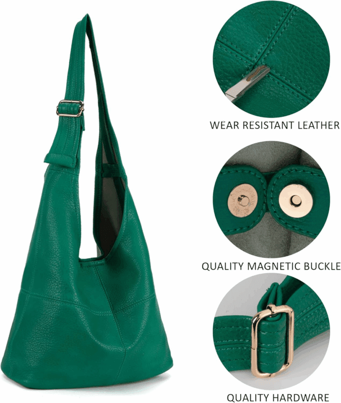 Hobo Bags Purse for Women Ultra Soft Foldable Shoulder Slouchy Handbags with Cosmetic Bag - Image 4