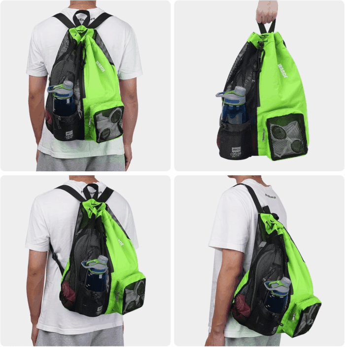 Swim Bag Mesh Drawstring Backpack with Wet Pocket for Swimming, Gym, and Workout Gear - Image 7