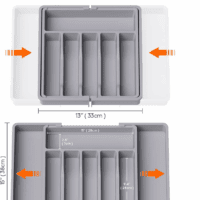 Silverware Drawer Organizer, Expandable Utensil Tray for Kitchen, BPA Free Flatware and Cutlery Holder, Adjustable Plastic Storage for Spoons Forks Knives, Large, Grey - Image 3