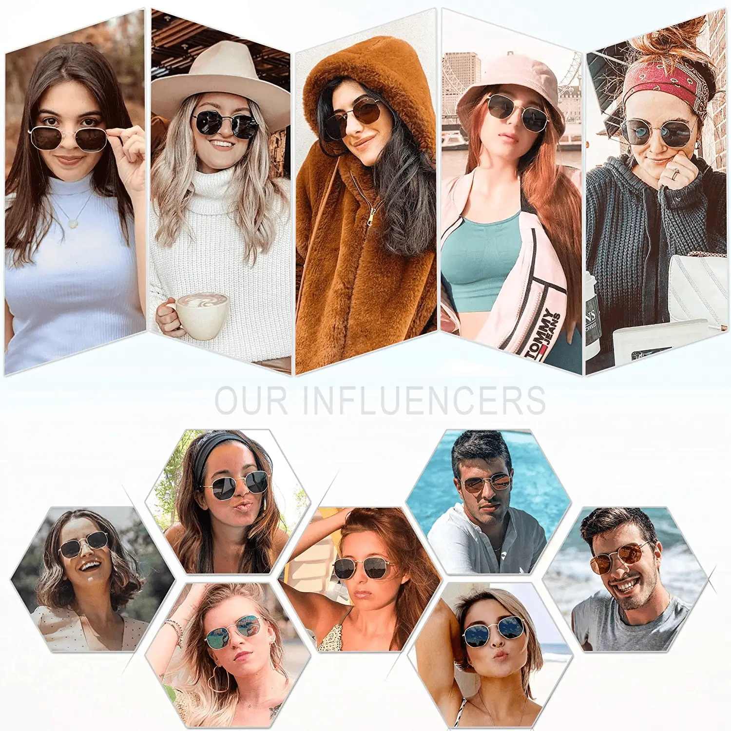 Square Polarized Sunglasses for Women Men Small Hexagonal Polygon Shades SJ1072 - Image 3