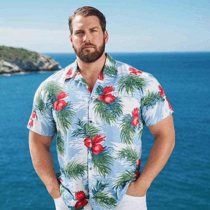 Big and Tall Men'S Hawaiian Shirt - Short Sleeve, Tropical Floral Button down Casual Summer Beach Shirt - Image 2