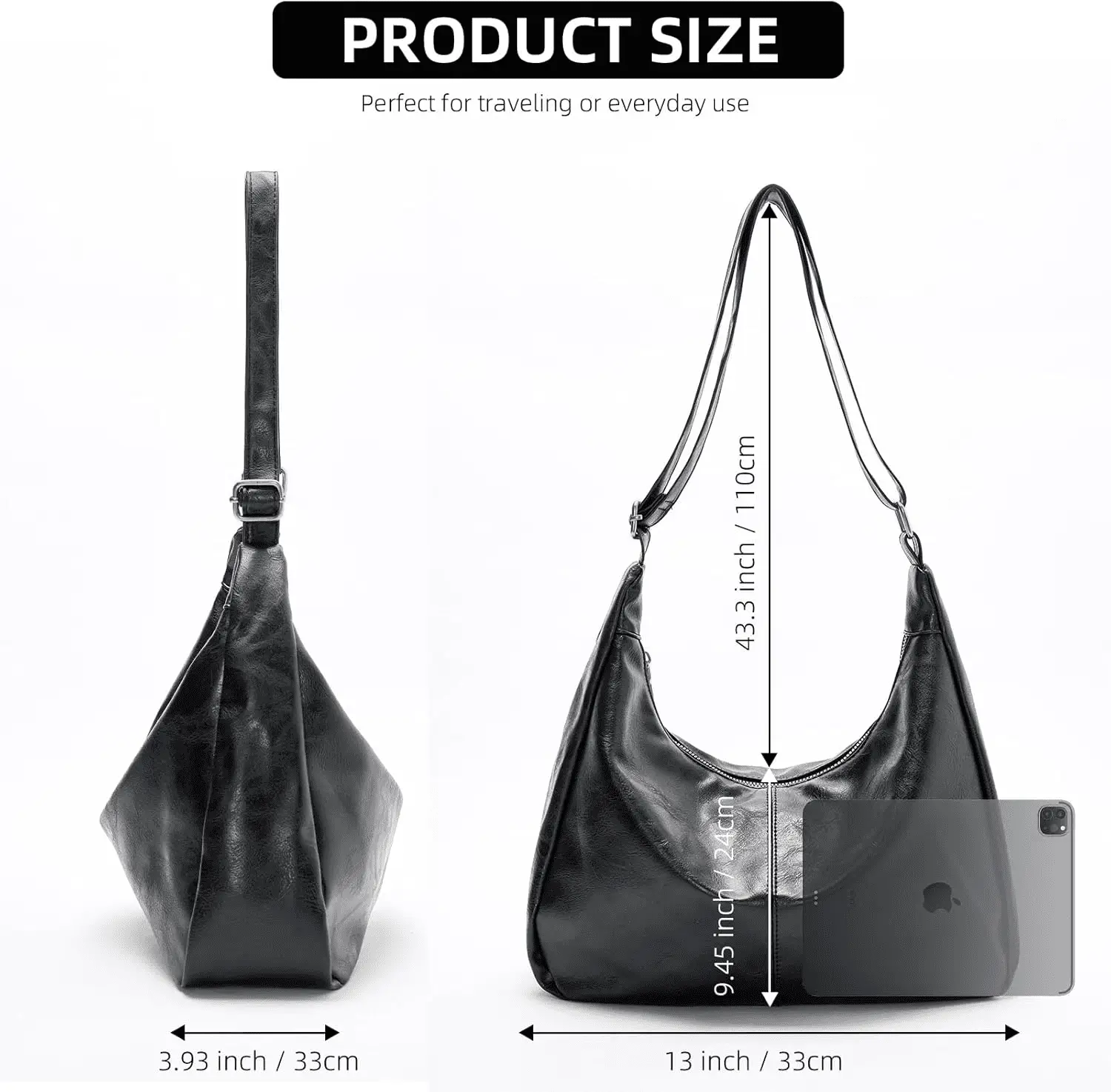Hobo Bags for Women, Ultra Soft Foldable Vegan Leather Shoulder Handbag, Stylish Slouchy Tote Purses - Image 2