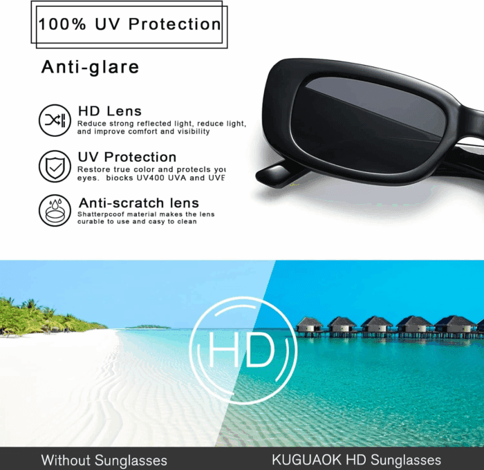 Retro Rectangle Sunglasses Women and Men Vintage Small Square Sun Glasses UV Protection Glasse - Image 4
