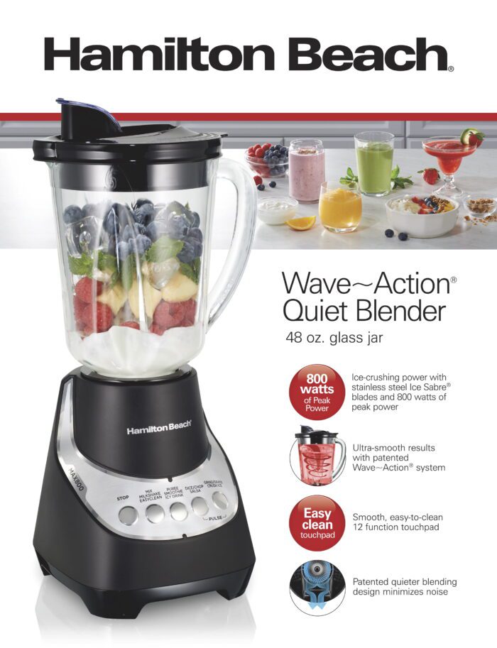 Wave Action Quiet Blender, 48 Oz. Glass Jar, 12 Blending Functions, Black, 53530F - Image 9