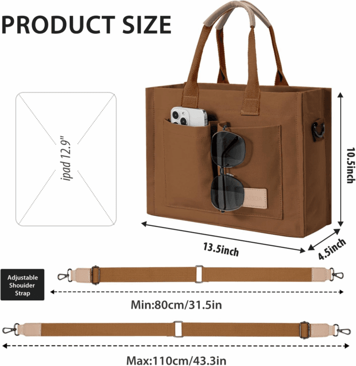 Tote Bags for Women Canvas Tote Purse Crossbody Bags with Pockets Top Handle Shoulder Handbags Satchel Bags for Women - Image 3