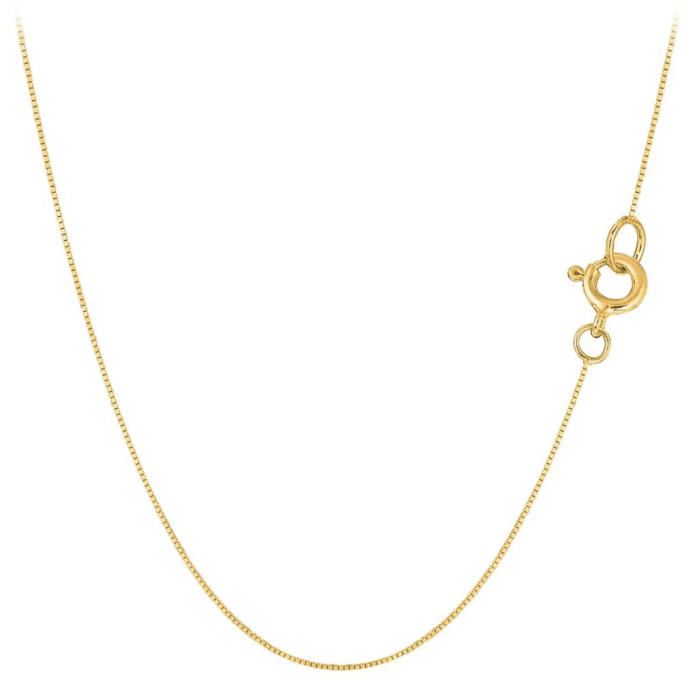 10K SOLID Yellow or White or Rose/Pink Gold 0.45Mm Shiny Classic Box Necklace Chain for Pendant and Charms with Spring Ring Clasp Womens Jewelry (16", 18" or 20 Inch) - Image 5