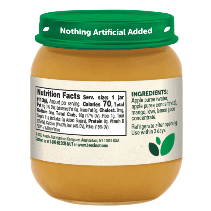 Stage 2 Baby Food, Apple Mango & Kiwi, 4 Oz Jar - Image 2