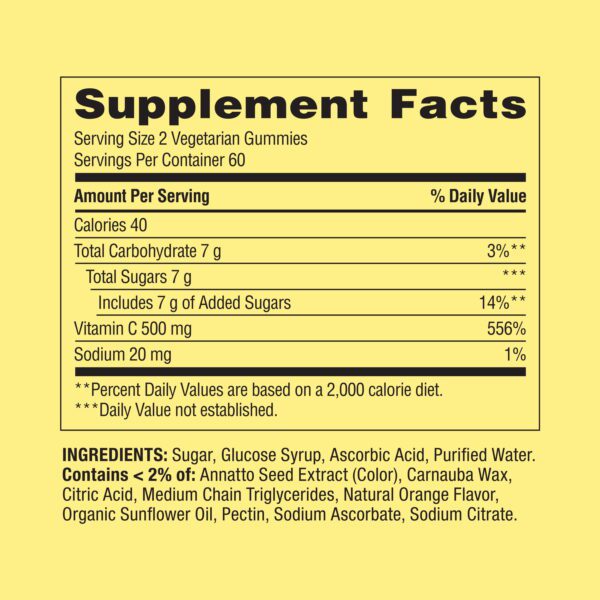 Extra Strength Vitamin C Dietary Supplement Vegetarian Gummies, Orange, 500 Mg, 120 Ct - Image 2