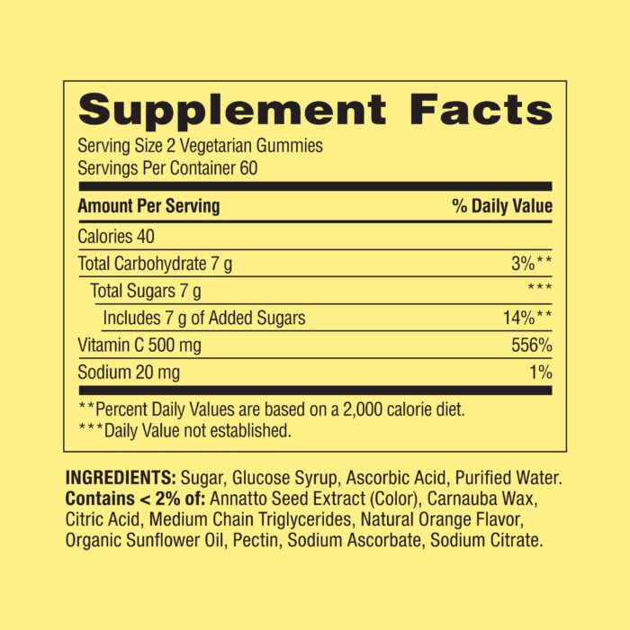 Extra Strength Vitamin C Dietary Supplement Vegetarian Gummies, Orange, 500 Mg, 120 Ct - Image 2