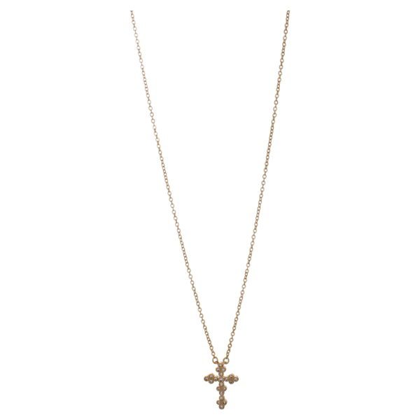 Gold Tone Cross Necklace - Image 2
