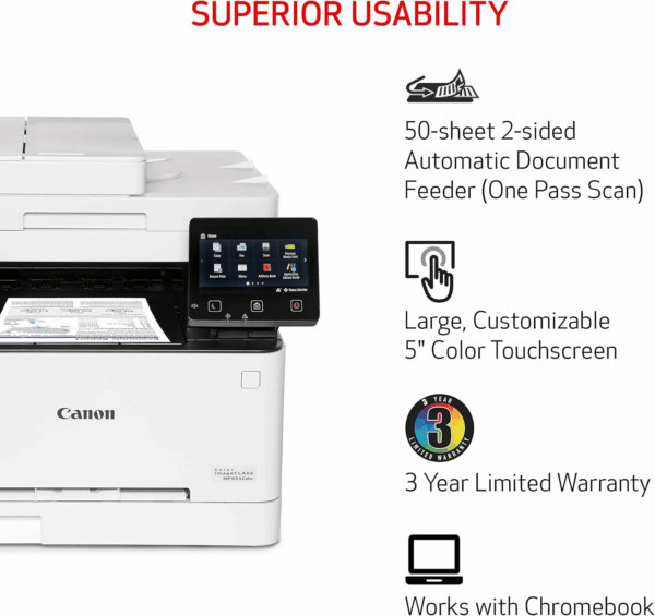 Color Imageclass Mf656Cdw - Wireless Duplex Laser Printer, All-In-One with Copier, Scanner, Fax, Auto Document Feeder, Mobile Ready, 3 Year Limited Warranty, 22 PPM, White - Image 6