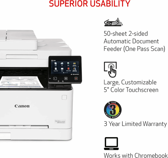 Color Imageclass Mf656Cdw - Wireless Duplex Laser Printer, All-In-One with Copier, Scanner, Fax, Auto Document Feeder, Mobile Ready, 3 Year Limited Warranty, 22 PPM, White - Image 6