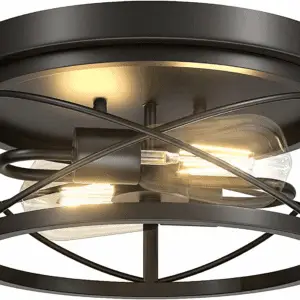 2-Light Flush Mount Ceiling Light Fixture Industrial Black Metal Farmhouse Close to Ceiling Lights for Kitchen Bedroom Foyer