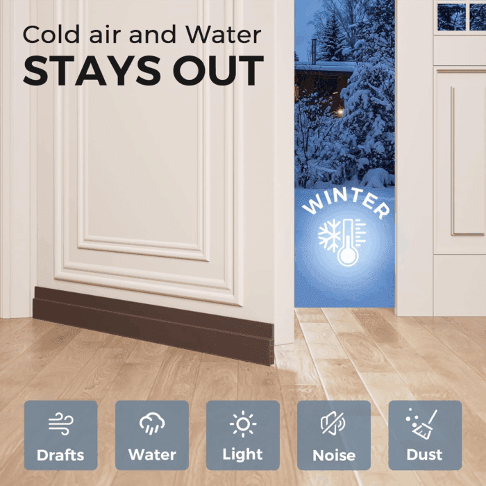 2 Pack Door Draft Stopper, under Door Draft Blocker, Soundproof Door Sweep Weather Stripping for Doors, 39" L X 2" W Brown, Home Improvement for New Home - Image 2