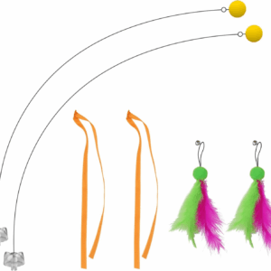Interactive Cat Toys Cat Exercise Tumbler, Rechargeable Cat Toys for Indoor Cats Spin Butterfly Game Teasing Kitty, Extra Long Feather Wand (Attachment)