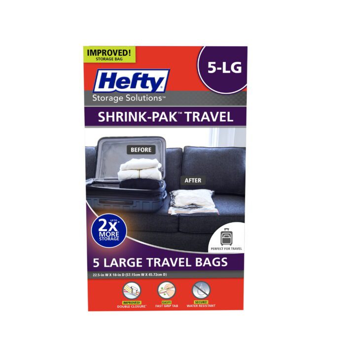 SHRINK-PAK 5 Large Rolled Compression Travel Bags, Travel Organization, Adults and Tweens - Image 3