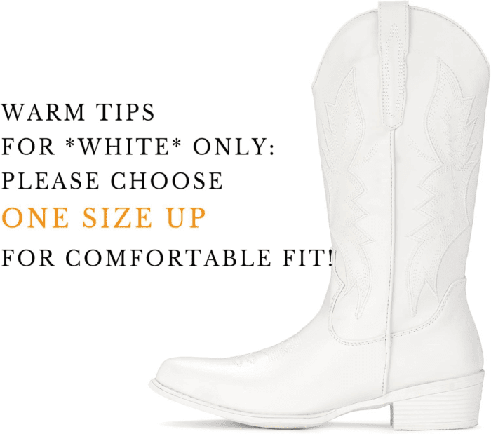 Cowboy Boots for Women Western Boots Cowgirl Boots Pull on Pointy Toe Mid Calf Boots - Image 2