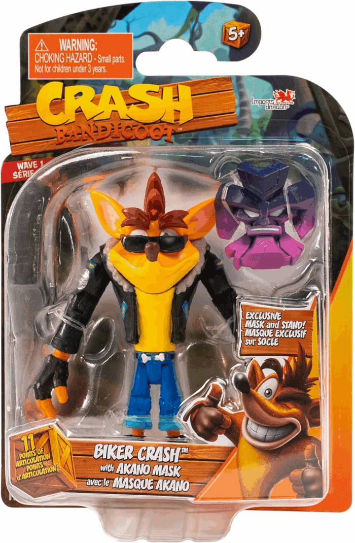 Crash Bandicoot Action Figures Biker Crash with Mask | 11Cm Biker Toy with Mask and Stand Accessories | Collectable Figures as Merchandise and Video Game Gifts - Image 2
