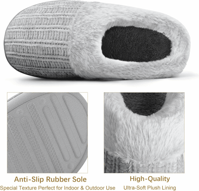 Womens Memory Foam Fuzzy Slippers Knitted House Slippers for Women Comfy Slip-On Warm House Shoes - Image 4