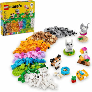 Classic Creative Pets, Building Brick Animals Toy, Kids Build a Dog, Cat, Rabbit, Hamster and Bird, Gift for Animal-Loving Boys and Girls Aged 5 and Up, Great Build Together Toy, 11034