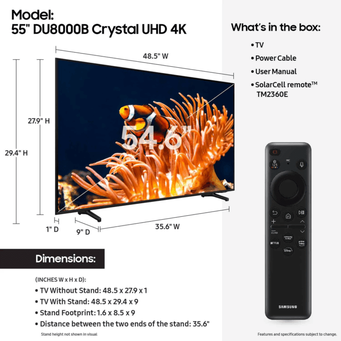 55” Class DU8000B Crystal UHD 4K Smart TV UN55DU8000BXZA 2024 - Image 5