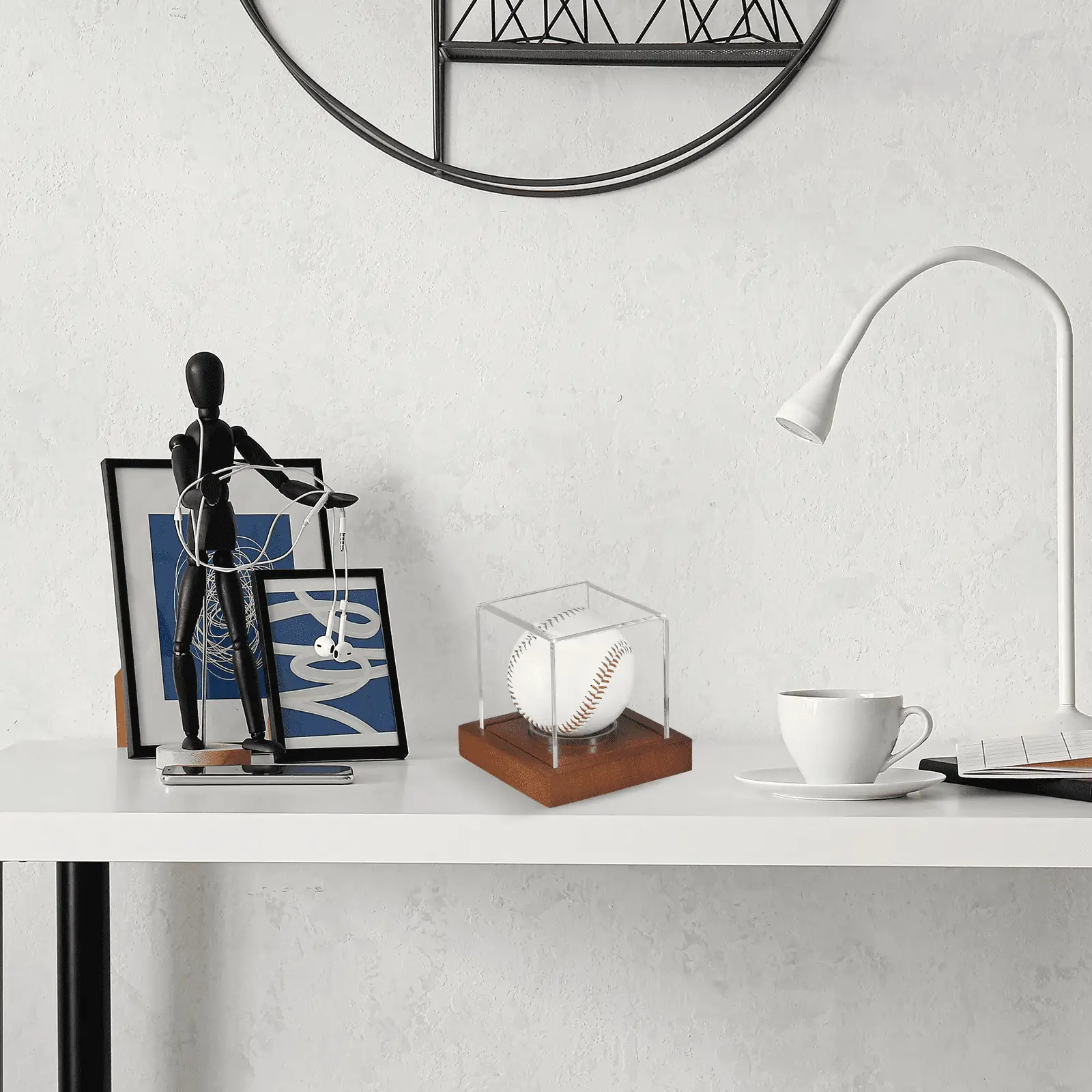 Baseball Display Case with Wooden Base, Acrylic Baseball Holders for Display Memorabilia Ball Pine Wood - Image 5