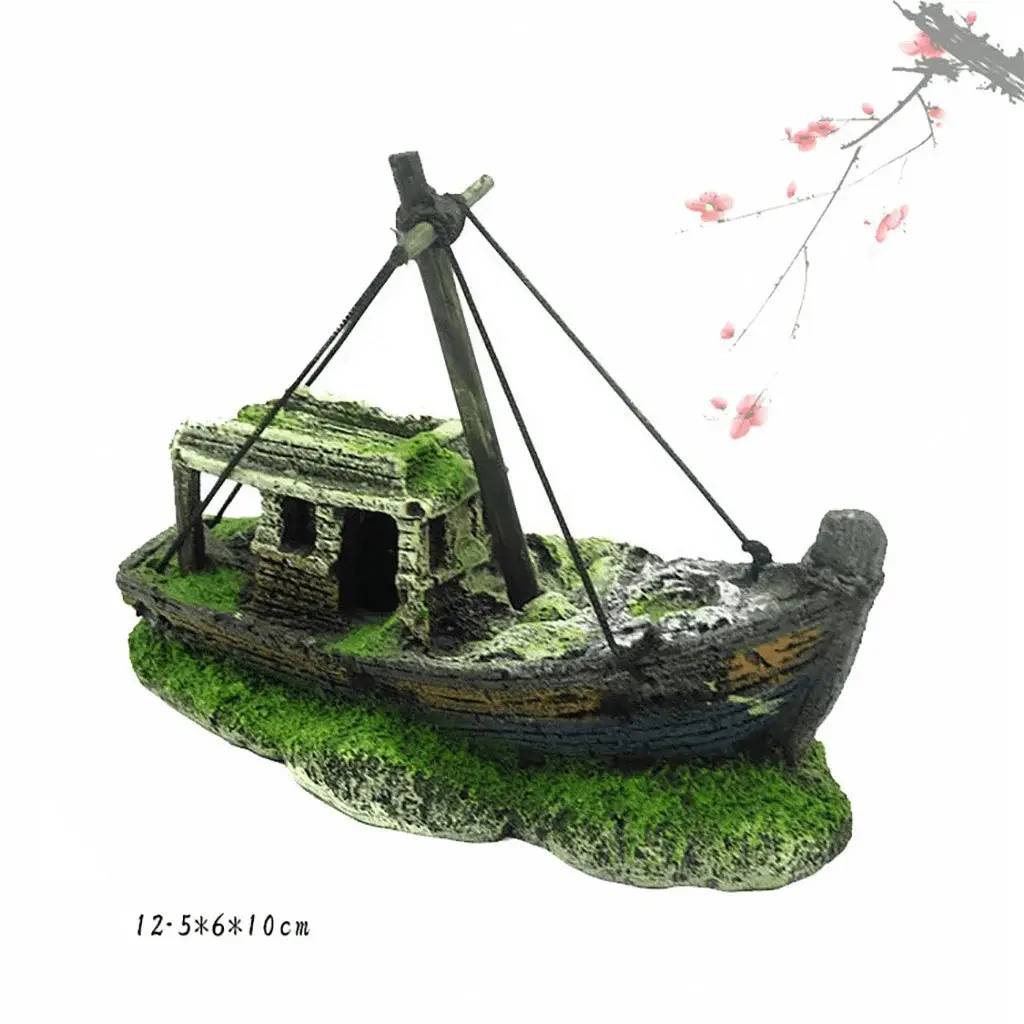 a Sunken Ship Decoration Aquarium Accessories Aquarium Fish Tank Landscape Pirate Ship Wreck Ship Decor Resin Boat Ornament - Image 7