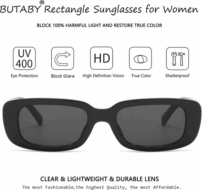 Rectangle Sunglasses for Women Retro Driving Glasses 90’S Vintage Fashion Narrow Square Frame UV400 Protection - Image 3
