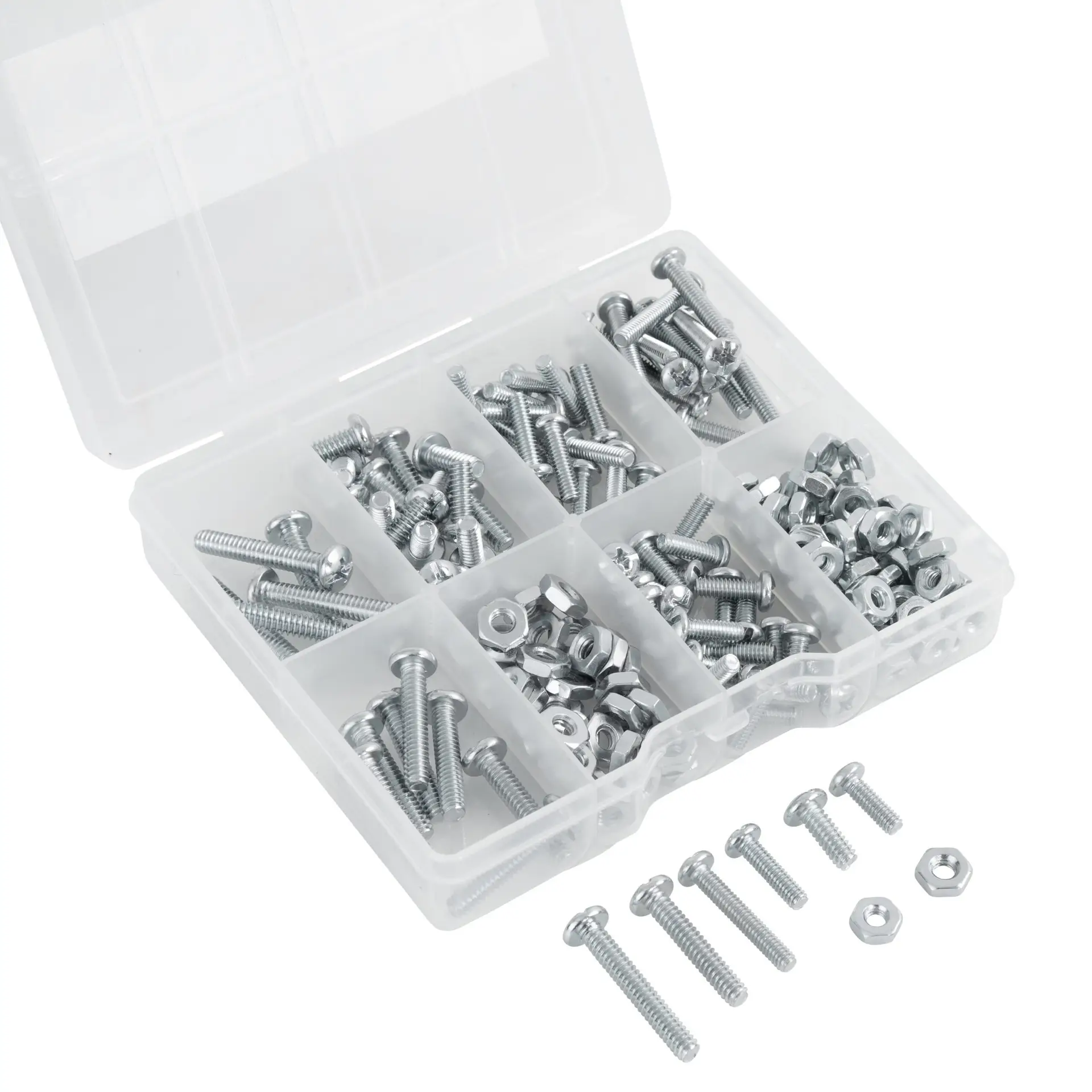 182-Piece Zinc Plated, Machine Screw and Nut Assortment with Storage Case, 3304 - Image 2