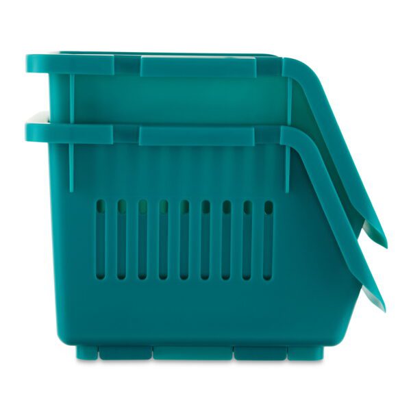 Pen + Gear Stackable Polypropylene, Plastic Storage Bins, Emerald, 2 Count, All Ages - Image 2
