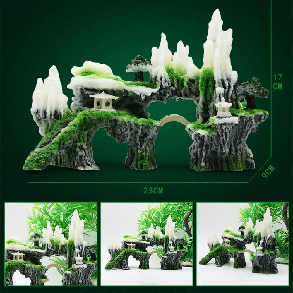 Mountain View Decor Rockery Landscape Rock Hiding Cave Tree Aquarium Ornament Fish Tank Decoration - Image 2