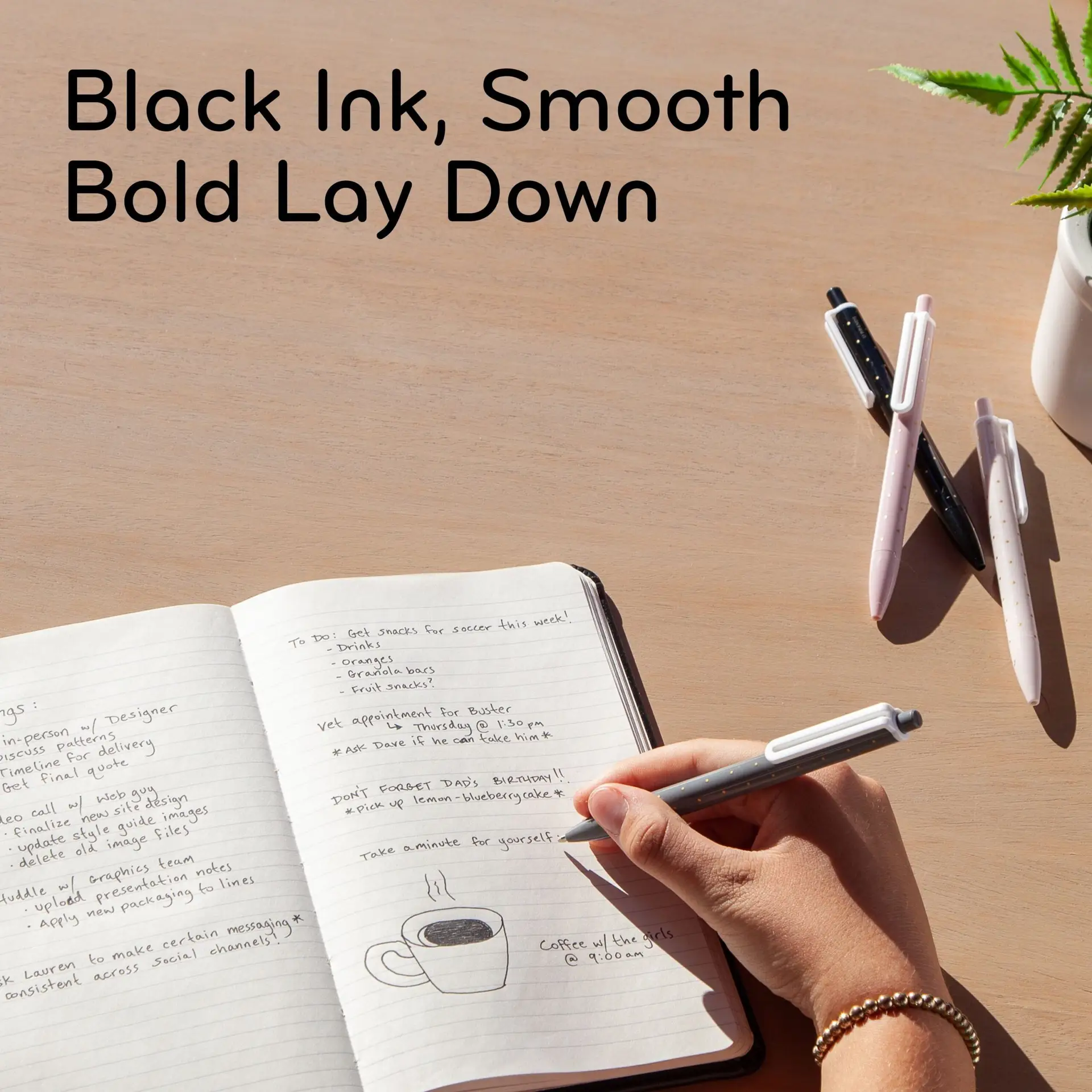 Laguna Ballpoint Pens, 6 Count, Foil Dots , Bold (1.0Mm) Point, Black Ink - Image 7