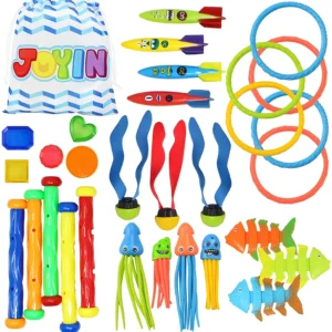 30 Pcs Diving Pool Toys for Kids Ages 3-12 Jumbo Set with Storage Bag Pool Games Summer Swim Water Fishtoys