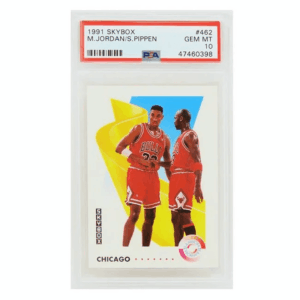 PS2MJ91S2 Michael Jordan & Scottie Pippen Chicago Bulls 1991-1992 Skybox Basketball No.462 Trade Card - PSA 10 Gem Mint