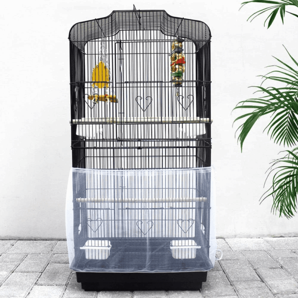 Bird Cage Seed Cather,Universal Adjustable Birdcage Cover Skirt Nylon Mesh Netting Parrot Parakeet Macaw African round Square Cages Cover - Image 7