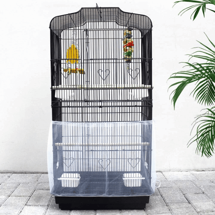 Bird Cage Seed Cather,Universal Adjustable Birdcage Cover Skirt Nylon Mesh Netting Parrot Parakeet Macaw African round Square Cages Cover - Image 7