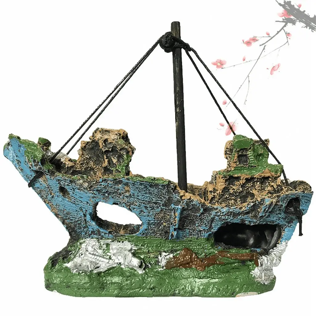 a Sunken Ship Decoration Aquarium Accessories Aquarium Fish Tank Landscape Pirate Ship Wreck Ship Decor Resin Boat Ornament - Image 11