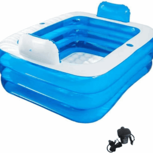 Double Inflatable Bathtub with Electric Air Pump and Bath Pillow Headrest, Portable Blow up Bath Tub for Adults, Outdoor & Indoor Freestanding Foldable Spa Tub with Drainage Cup Holder