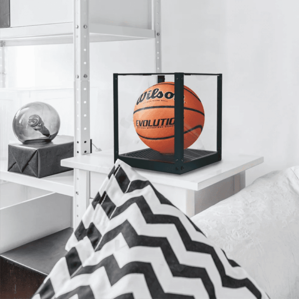 J JACKCUBE DESIGN Acrylic Basketball Display Case, Clear Display Box Showcase Holder with Metal Mesh Base for Autograph Football, Socerball, Volleyball Memorabilia Collectibles - MK633A - Image 6